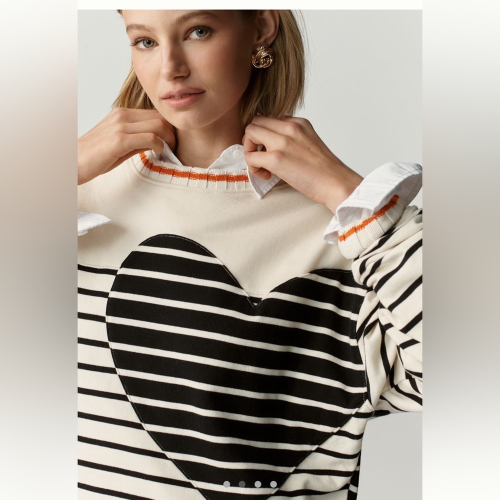 Anthropologie Maeve striped crop sweatshirt - Picture 2 of 9